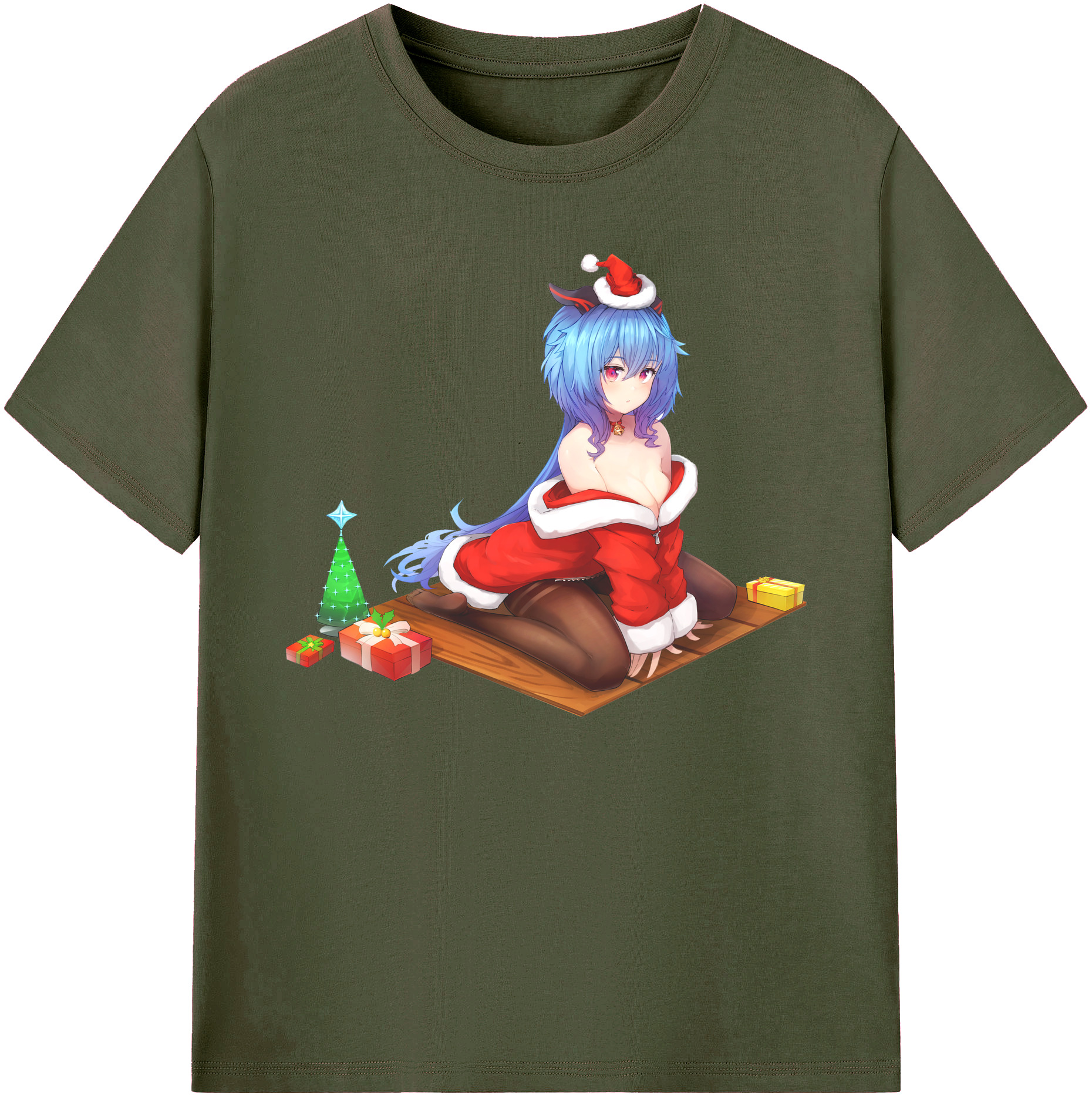 げんし神 甘雨 かんう genshin Ganyu 綿100％ メンズ半袖Tシャツ｜肌触りやわらか＆通気性
